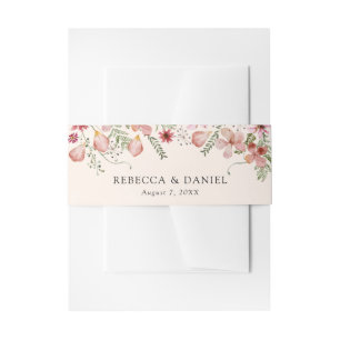 Rustic Pink Peach Wedding Invitation Belly Band