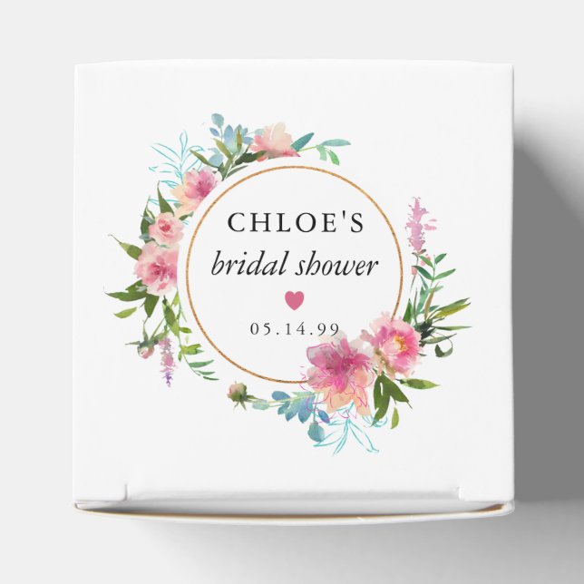 Rustic Pink Peony Floral Bridal Shower Favour Box (Top)
