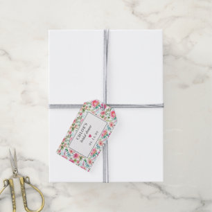 Rustic Pink Peony Floral Bridal Shower Gift Tags