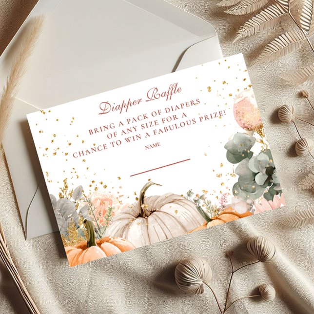 Rustic Pink Pumpkin Diapper Raffle Enclosure Card (Creator Uploaded)