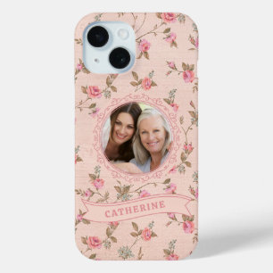 Rustic Pink Rose Custom iPhone 15 Case