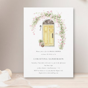 Rustic Pink Rose Flower Garden Bridal Shower Invitation