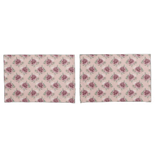 Rustic pink rose gold green bohemian floral pillowcase
