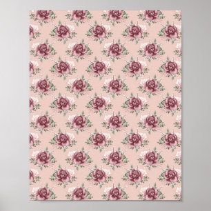 Rustic pink rose gold green bohemian floral poster