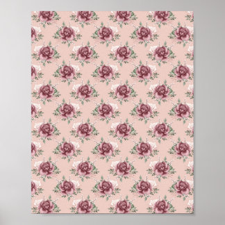 Rustic pink rose gold green bohemian floral poster