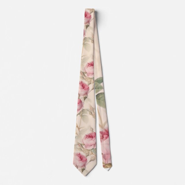 Rustic Pink Roses Tie (Front)