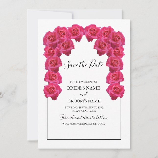 Rustic Pink Roses Wedding Save The Date (Front)