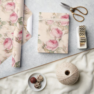 Rustic Pink Roses Wrapping Paper