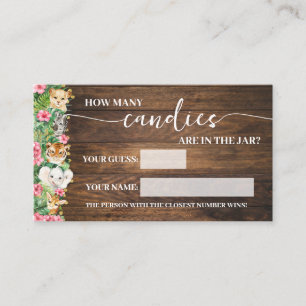 Rustic Pink Safari How Many Candies Game Card