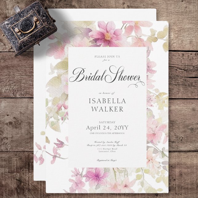 Rustic Pink & Sage Watercolor Floral Bridal Shower Invitation (Rustic Pink & Sage Watercolor Floral Bridal Shower Invitation)