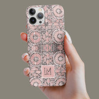 Rustic Pink Stamped Vintage Aesthetic Floral