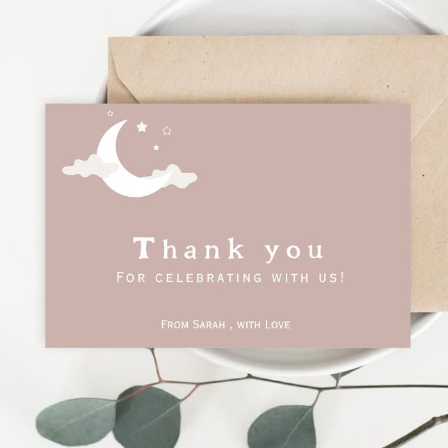 Rustic Pink thankyou cloud baby shower  Thank You Card (Creator Uploaded)