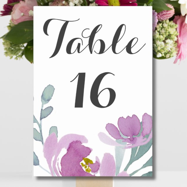 Rustic Pink Watercolor Floral Wedding  Table Number (Creator Uploaded)