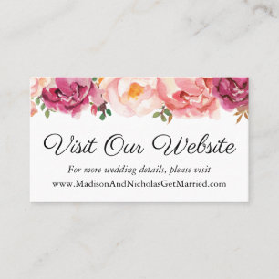 Rustic Pink Wedding Website Insert Cards
