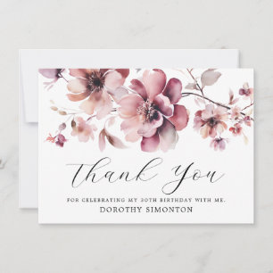 Rustic Pink Wildflower 30th Birthday Thank You