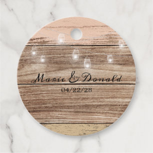 Rustic Pink Wood and Lanterns Favour Tags