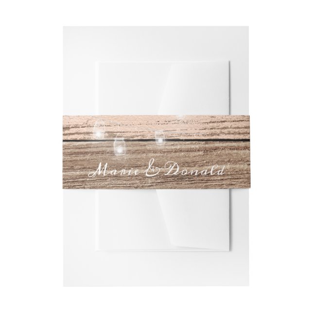 Rustic Pink Wood and Lanterns Invitation Belly Band (Front Example)