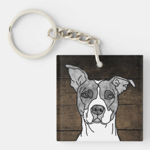 Rustic Pitbull Key Ring
