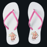 Rustic Pitcher Peach & Mauve Watercolor Floral Flip Flops<br><div class="desc">Rustic Pitcher Peach & Mauve Watercolor Floral design with stylish trendy custom name.</div>