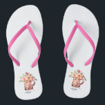 Rustic Pitcher Peach & Mauve Watercolor Floral Flip Flops<br><div class="desc">Rustic Pitcher Peach & Mauve Watercolor Floral design with stylish trendy custom name.</div>