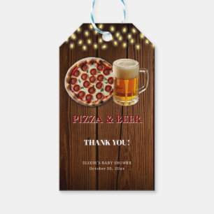 Rustic Pizza & Beer Baby Shower Gift Tags