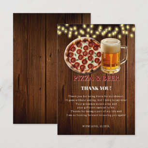 Rustic Pizza & Beer Baby Shower Thank You Card