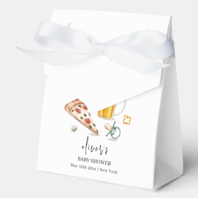 Rustic Pizza Beers Pacifier Baby Shower  Favour Box (Front)