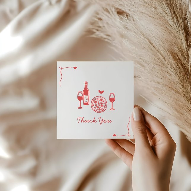Rustic Pizza & Wine Bridal Showe Thank You Card (Creator Uploaded)
