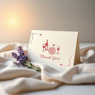 Rustic Pizza & Wine Bridal Showe Thank You Card