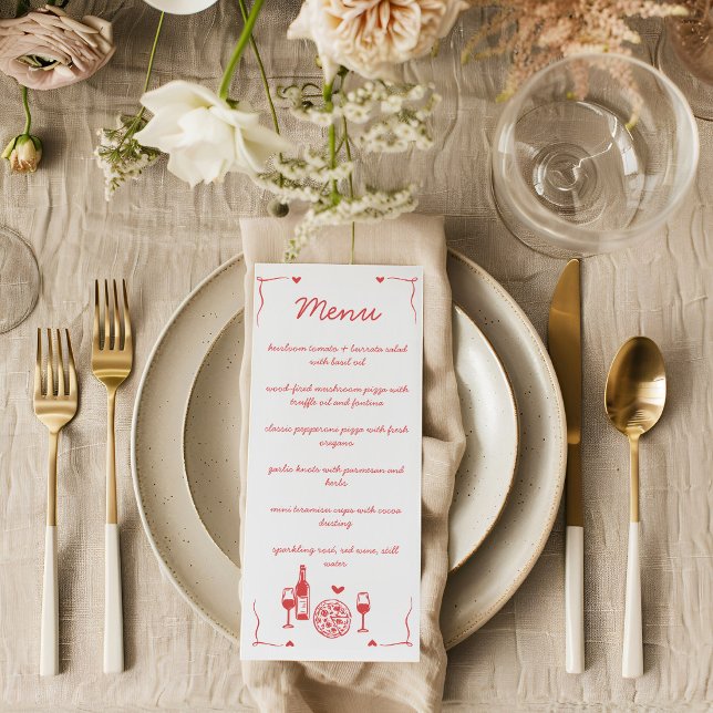 Rustic Pizza & Wine Bridal Shower Flat Menu (Creator Uploaded)