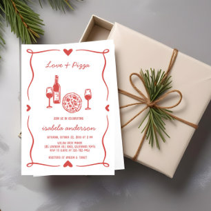 Rustic Pizza & Wine Bridal Shower Invite