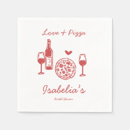 Rustic Pizza & Wine Bridal Shower Napkin
