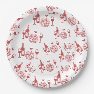 Rustic Pizza & Wine Bridal Shower Paper Plate