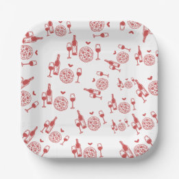 Rustic Pizza & Wine Bridal Shower Paper Plate