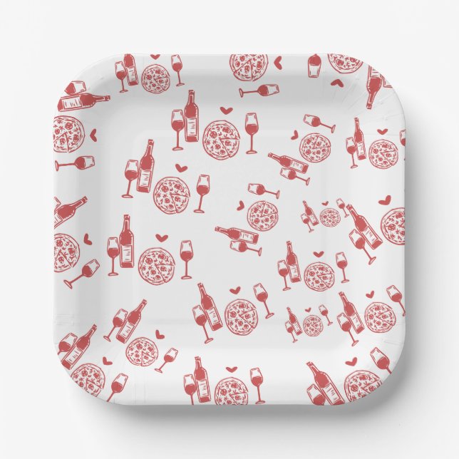 Rustic Pizza & Wine Bridal Shower  Paper Plate (Front)