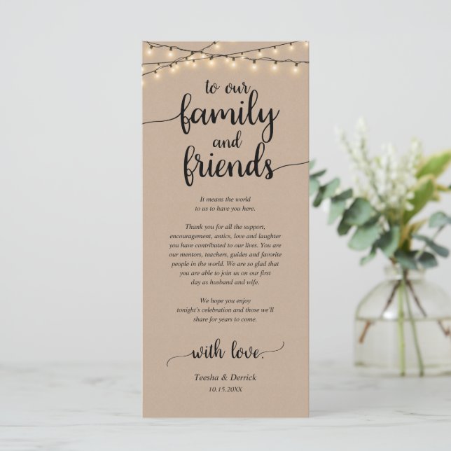 Rustic Place Setting Dinner Party Thank You Card (Standing Front)