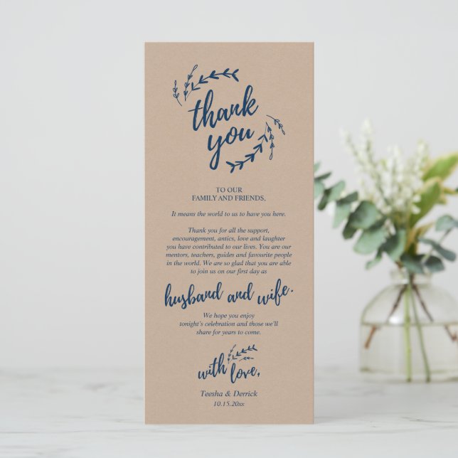 Rustic Place Setting Dinner Party Thank You Card (Standing Front)