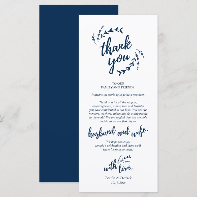 Rustic Place Setting Dinner Party Thank You Card (Front/Back)