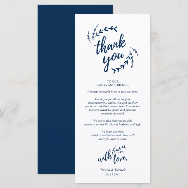 Rustic Place Setting Dinner Party Thank You Card (Front/Back)