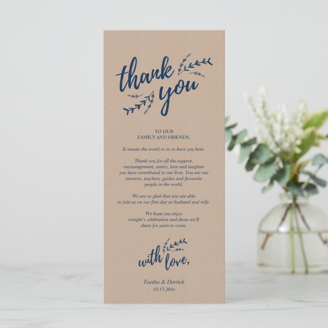 Rustic Place Setting Dinner Party Thank You Card (Standing Front)