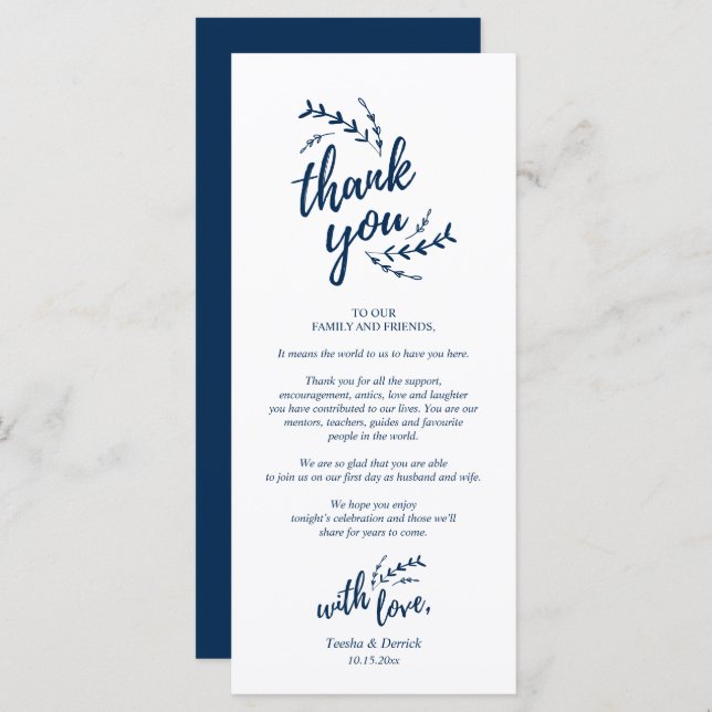 Rustic Place Setting Dinner Party Thank You Card (Front/Back)