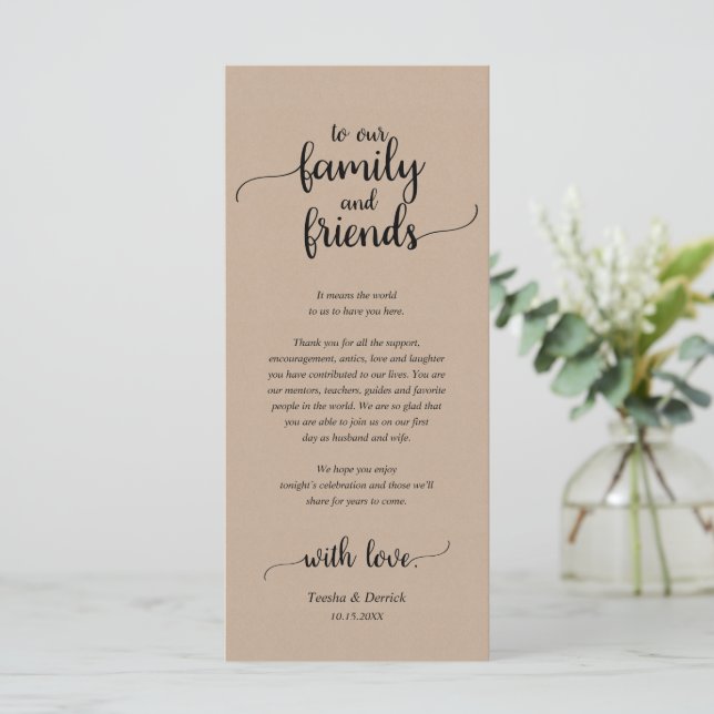 Rustic Place Setting Dinner Party Thank You Card (Standing Front)