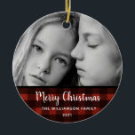 Rustic Plaid 2 Photo Editable Christmas Ornament<br><div class="desc">Rustic Plaid 2 Photo Editable Christmas Ornament - Our rustic Christmas ornament features your two beautiful photos. Greeting reads "Merry Christmas", but text is completely editable.Ornament is accented with trendy buffalo plaid. Our high quality template makes it effortless to customise your Christmas ornament. If you would like to edit it...</div>