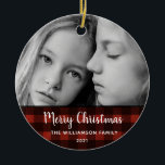 Rustic Plaid 2 Photo Editable Christmas Ornament<br><div class="desc">Rustic Plaid 2 Photo Editable Christmas Ornament - Our rustic Christmas ornament features your two beautiful photos. Greeting reads "Merry Christmas", but text is completely editable.Ornament is accented with trendy buffalo plaid. Our high quality template makes it effortless to customise your Christmas ornament. If you would like to edit it...</div>