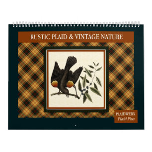 Rustic Plaid and Vintage Nature 2025 Calendar