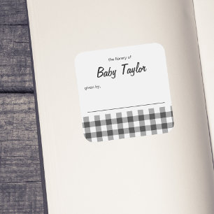 Rustic Plaid Baby Shower Bookplate Sticker