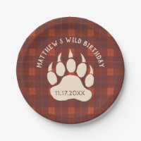 Rustic Plaid Bear Paw Wild Birthday Party
