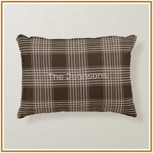 Rustic Plaid Brown and Beige  Decorative Cushion