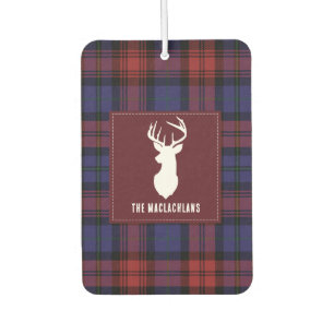 Rustic Plaid Burgundy Purple Family Name Tartan Car Air Freshener