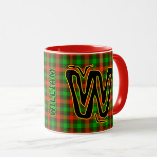 Rustic Plaid Chequered Monogrammed Vintage Coffee Mug